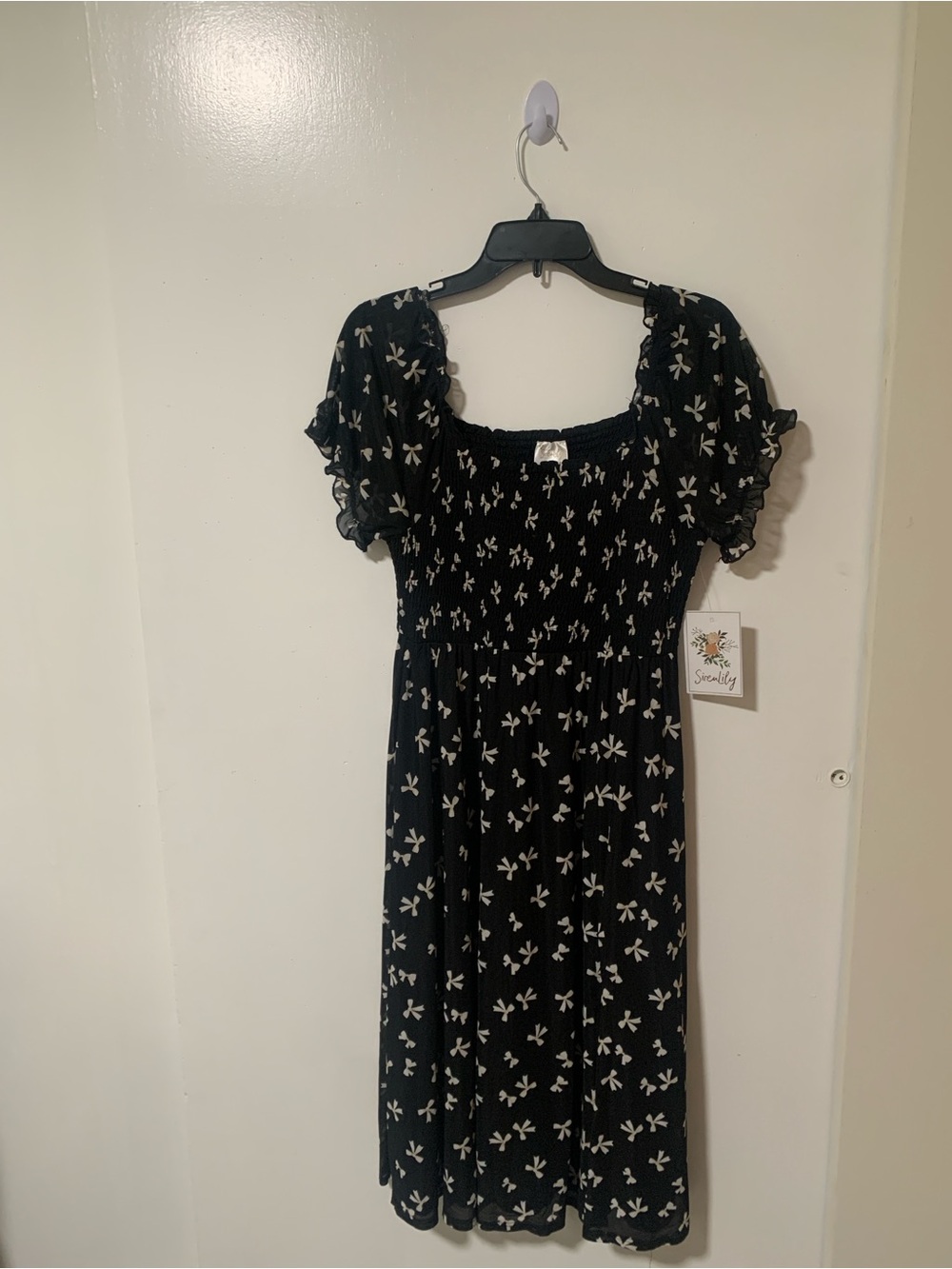 Siren Lily Black Maxi Dress with Cream Floral Motif